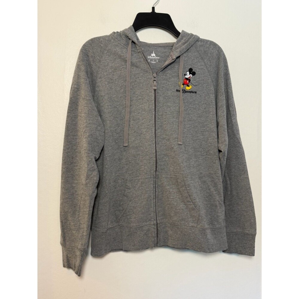 Disney Parks Walt Disney World Mickey Mouse Gray Zip Hoodie Size Large